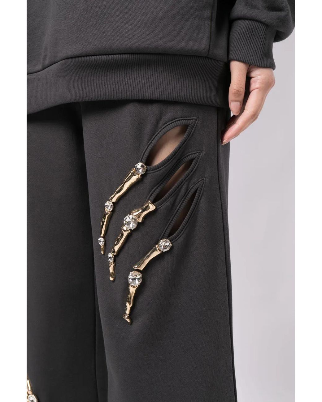Area Black Claw Cut-Out Cotton Track Pants