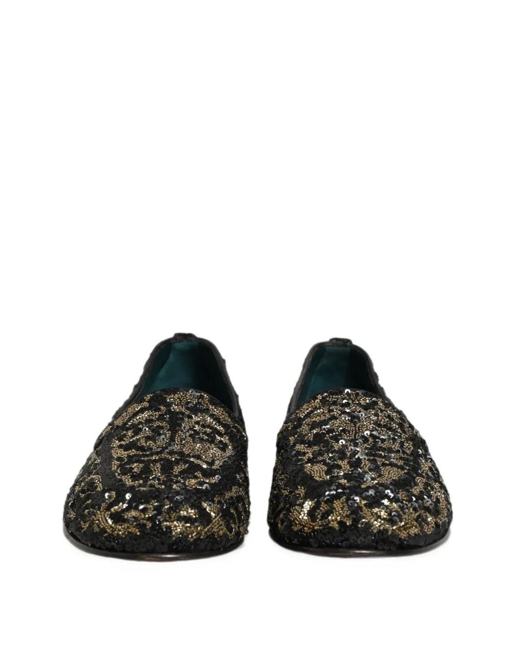 Dolce & Gabbana Black Sequin-Embellished Bead-Embroidered Loafers for men
