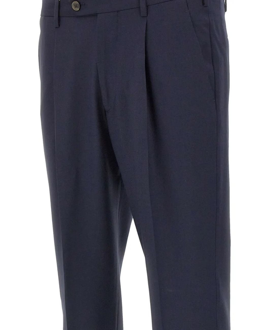 Devore Blue Pleated Front-Button Trousers for men