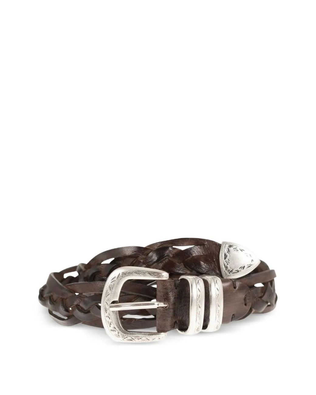 Alberto Luti Brown Braided Leather Belt for men