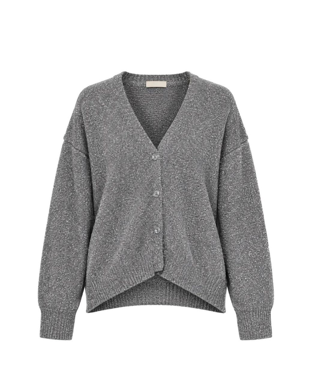 Kaos Gray Metallic-Effect V-Neck Cardigan