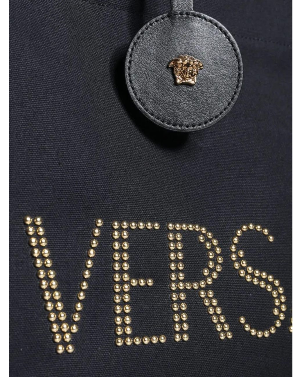 Versace Black Studded-Logo Tote Bag