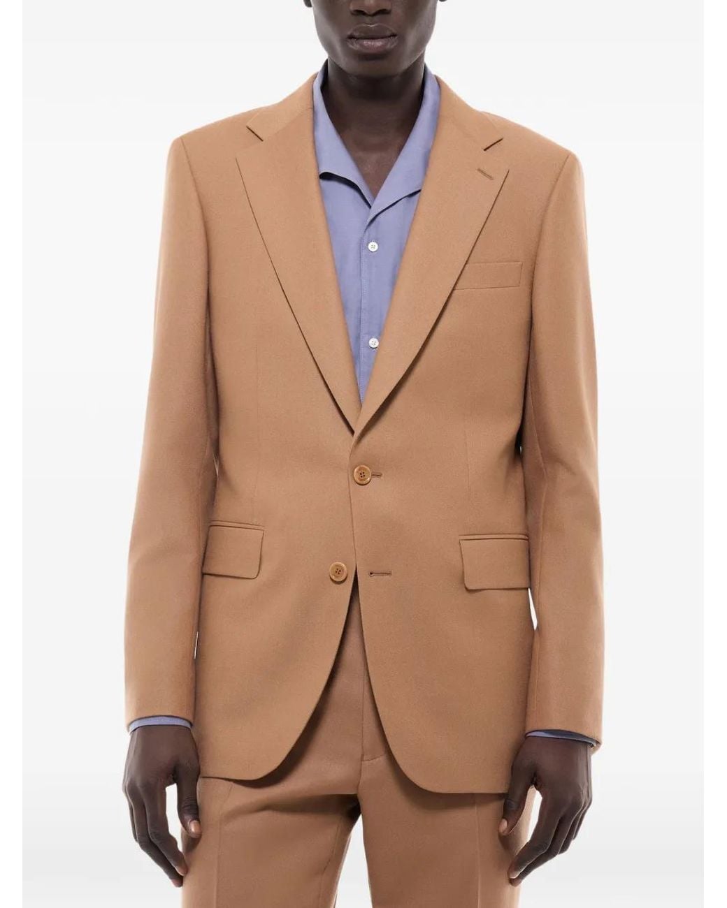 Fursac Brown Single-Breasted Wool Blazer for men