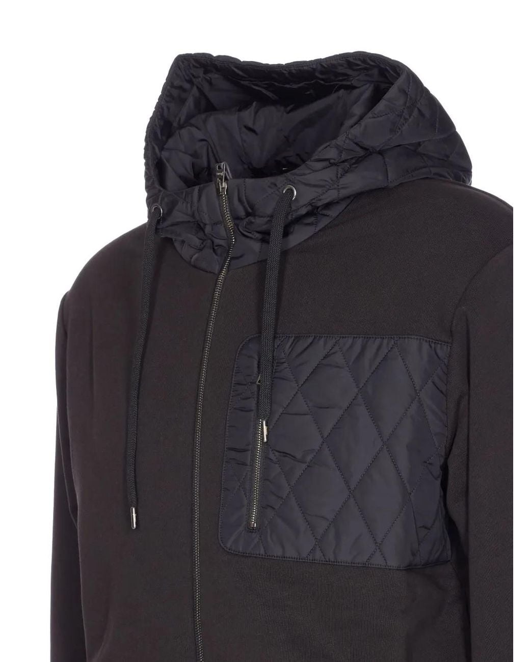 Herno Blue Quilted-Panel Zip-Up Sweatshirt for men