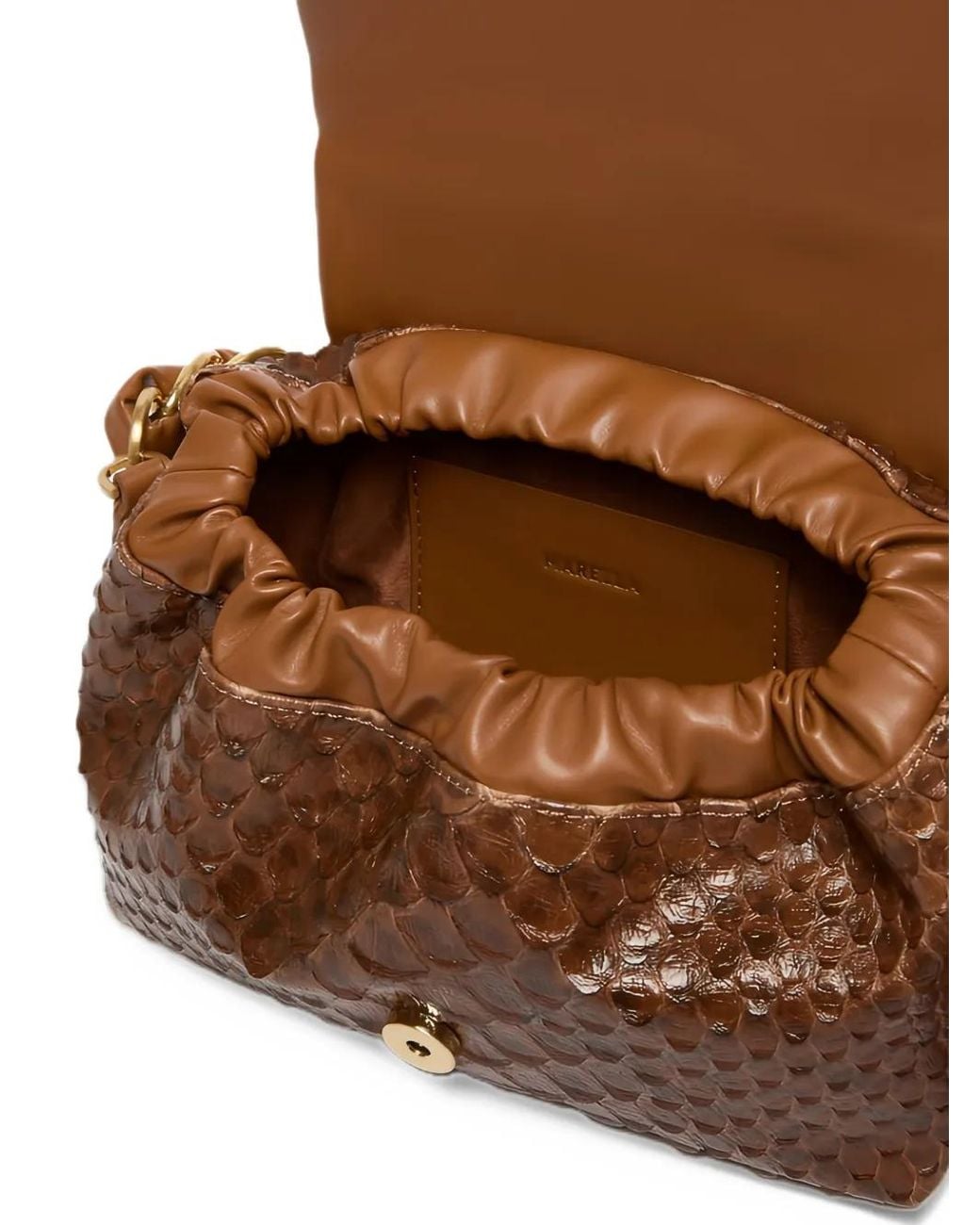 Marella Brown Small Le Muse Snakeskin-Effect Braided-Handle Tote Bag