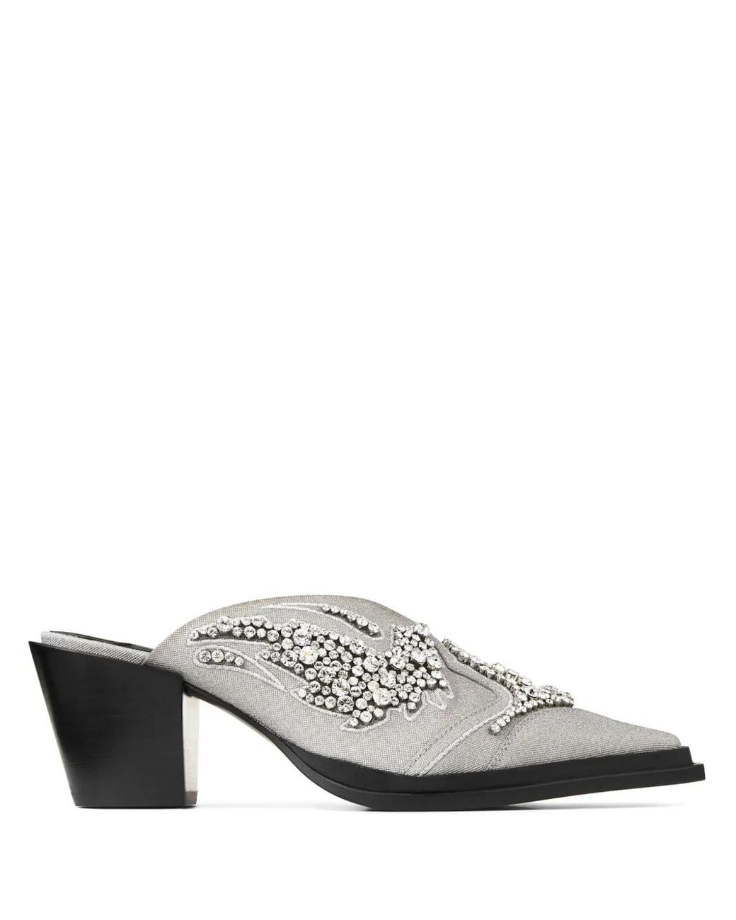 Jimmy Choo White Cece 60 Crystal-Embroidered Mules