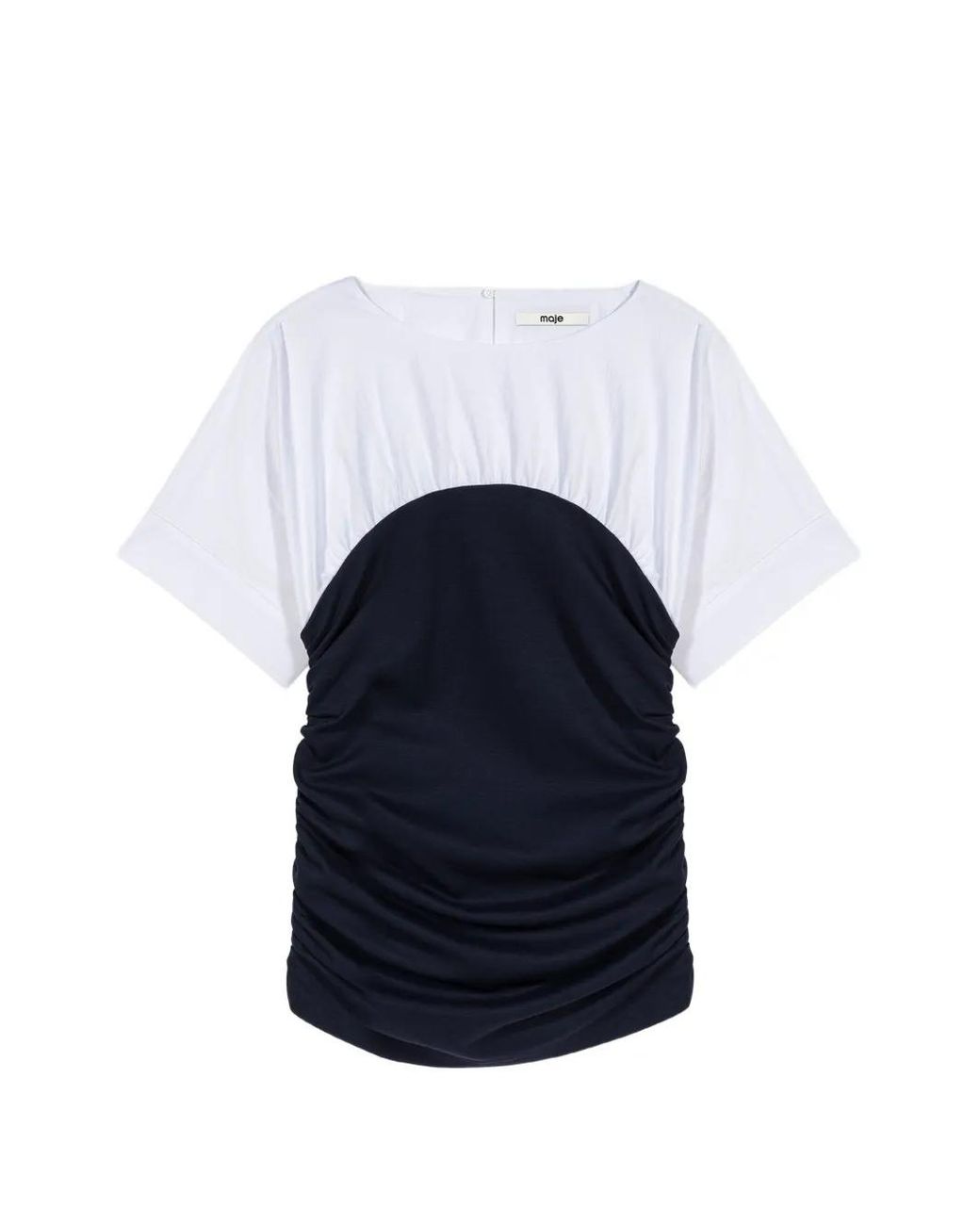 Maje Blue Pleated Jersey Top