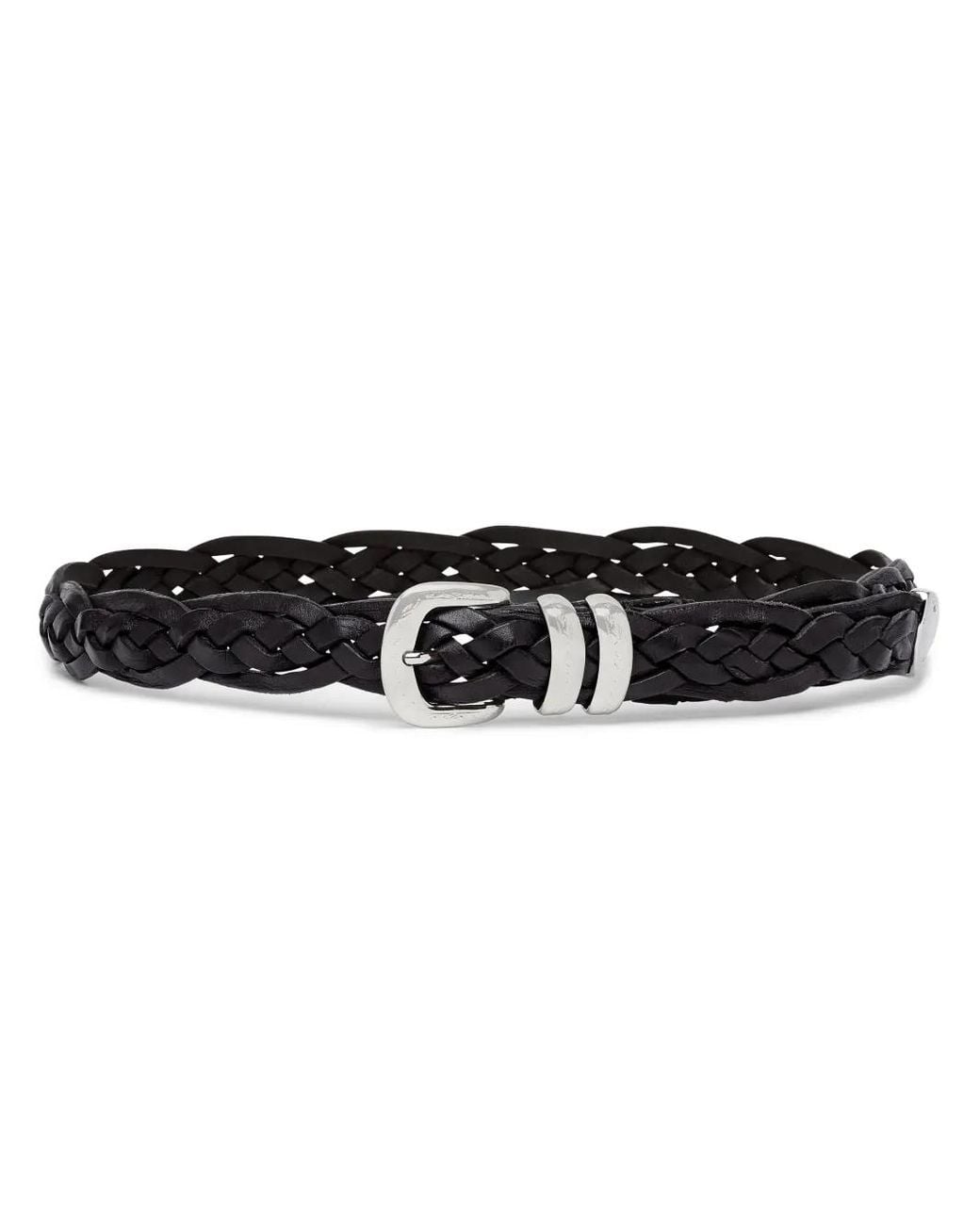 Brunello Cucinelli Black Braided Leather Belt for men