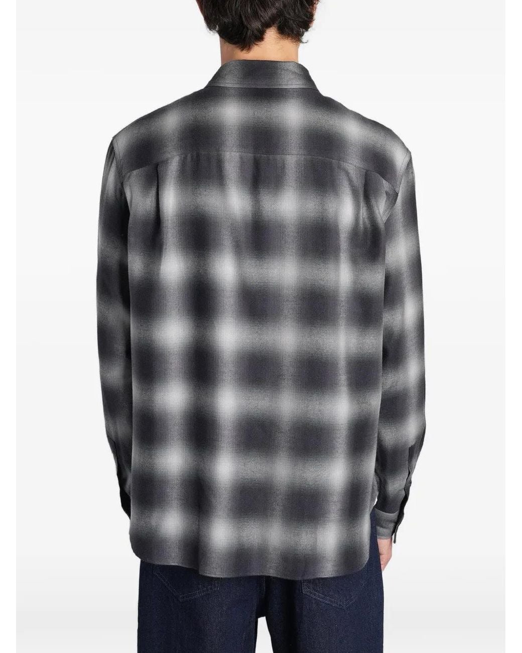 Maison Kitsuné Gray Check-Print Logo-Embroidered Shirt for men