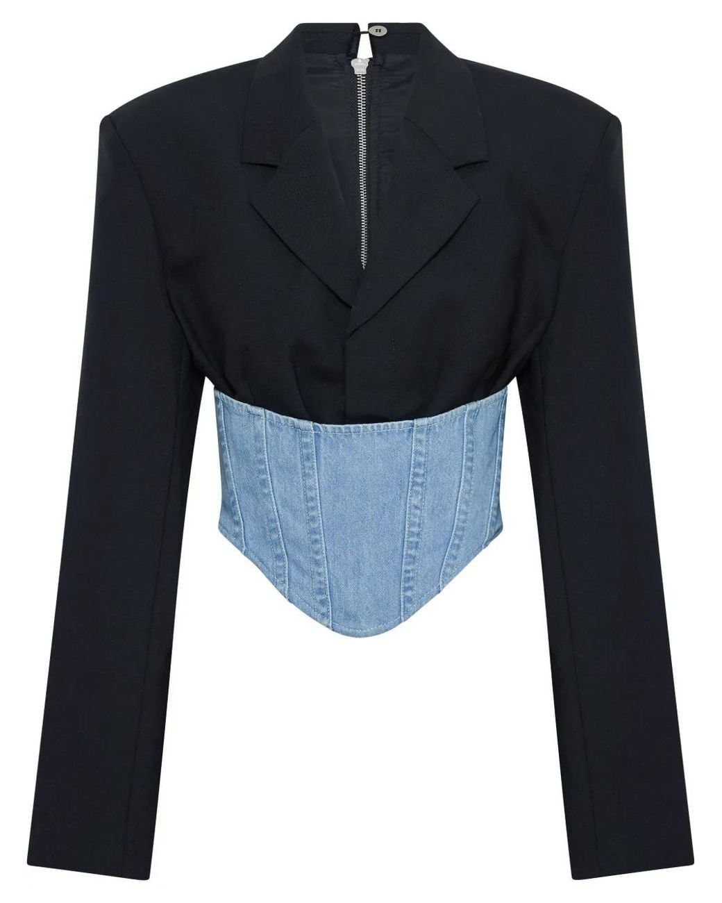 Dion Lee Blue Corset-Style Cropped Blazer