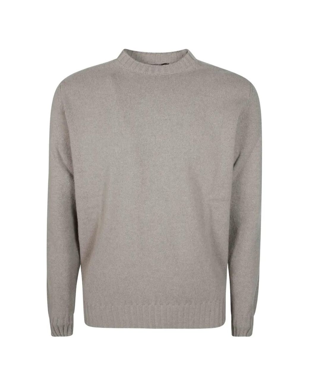 FILIPPO DE LAURENTIIS Gray Ribbed-Knit Crew-Neck Sweater for men