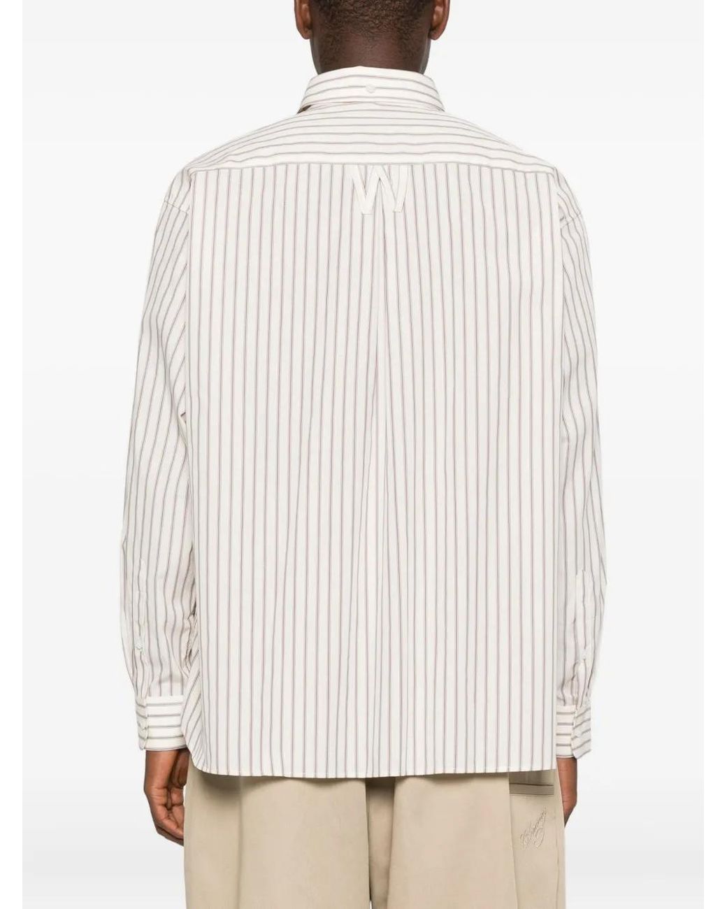 Willy Chavarria White Striped Shirt for men