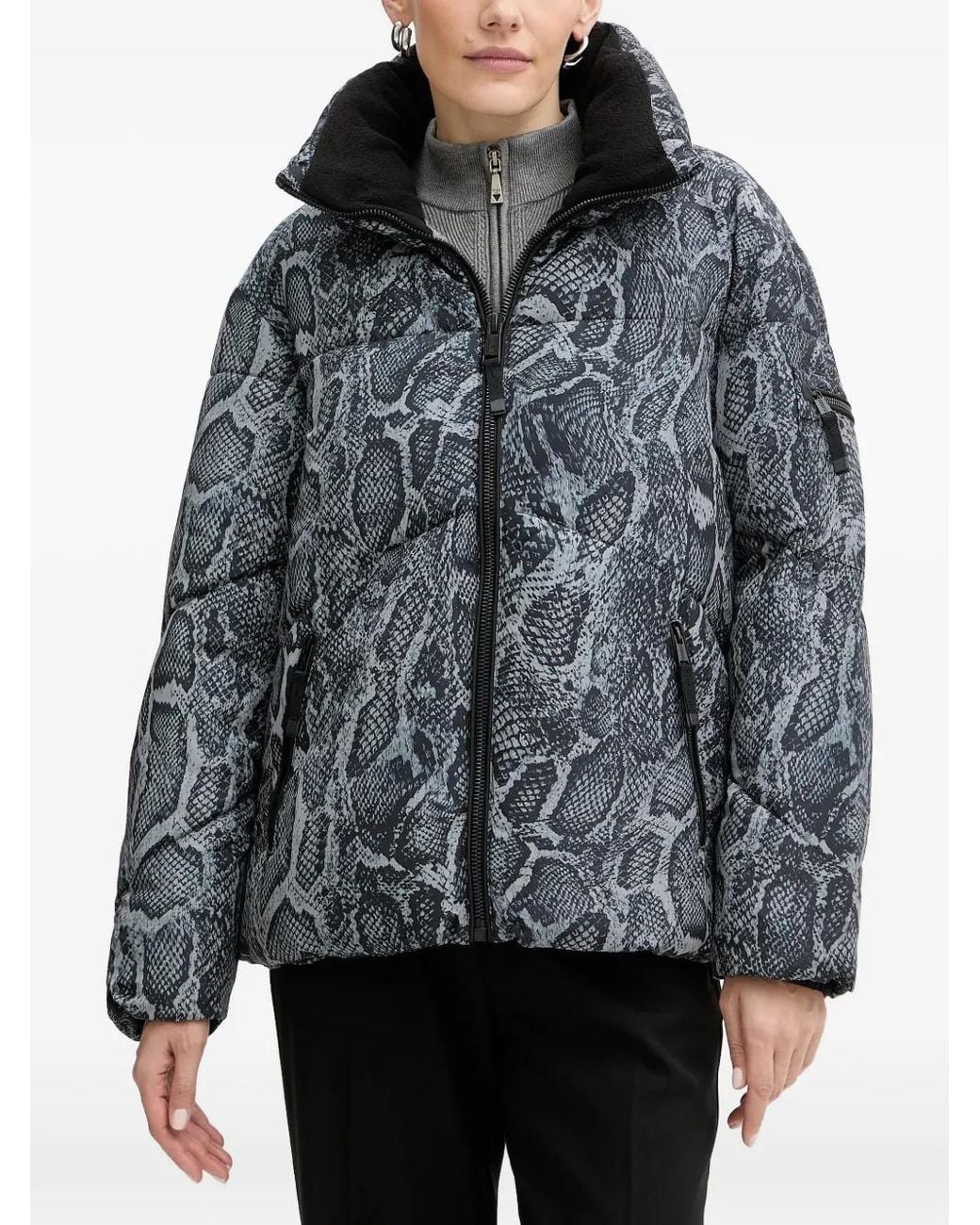 Guess Gray Printed Puffer Jacket