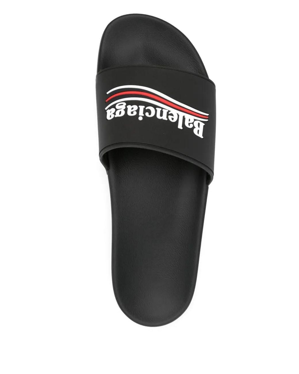 Balenciaga Black Political Campaign Logo Pool Slides for men