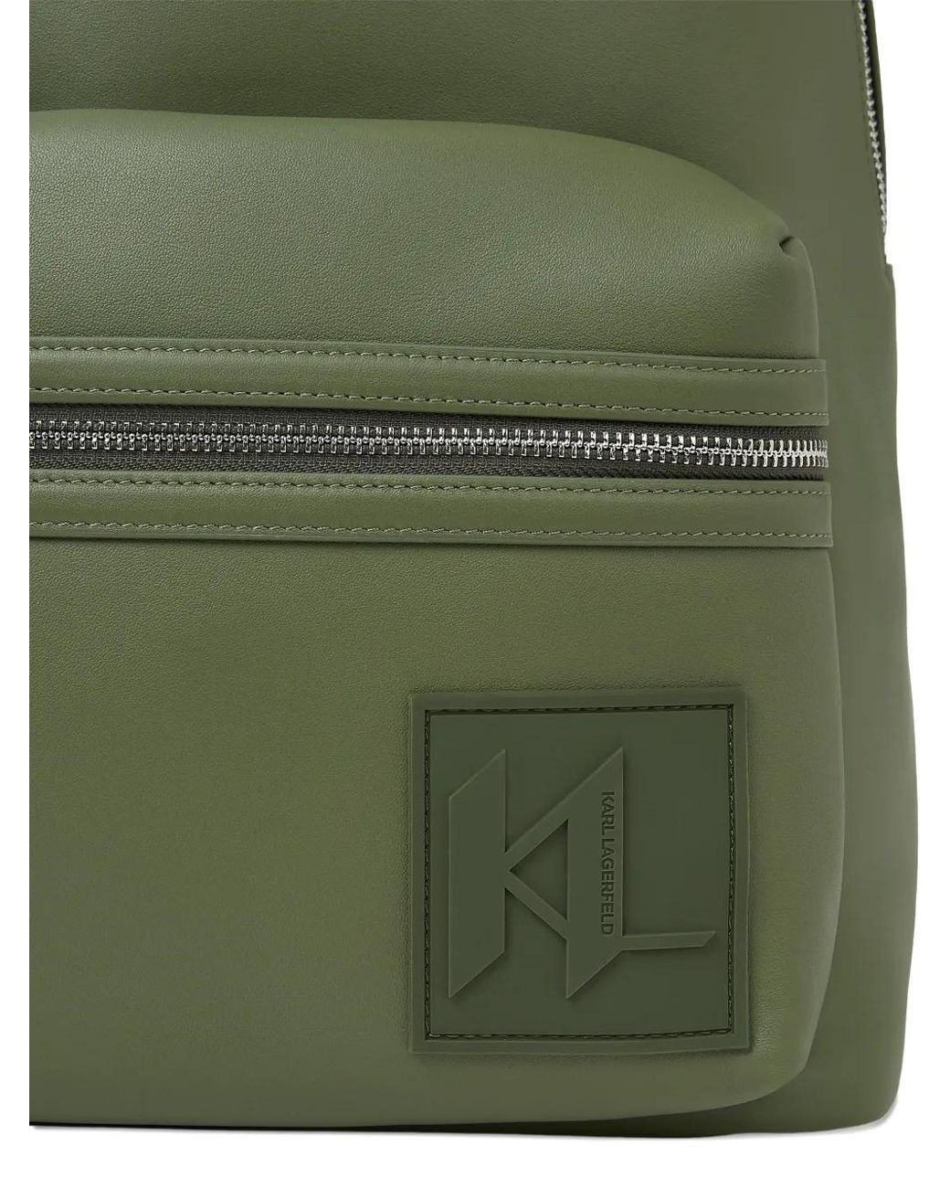 Karl Lagerfeld Green Logo-Patch Backpack for men