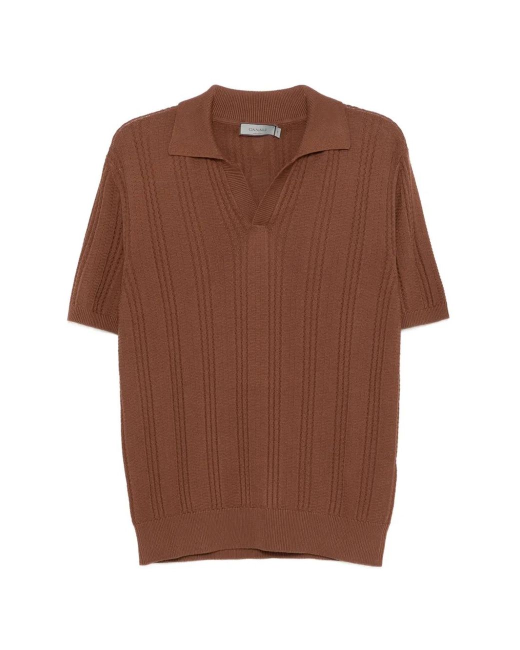 Canali Brown Textured Top for men