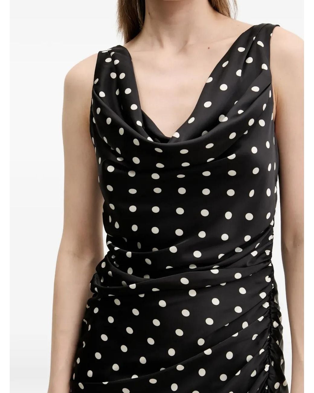 Abercrombie & Fitch Black Polka-Dot Split Midi Dress