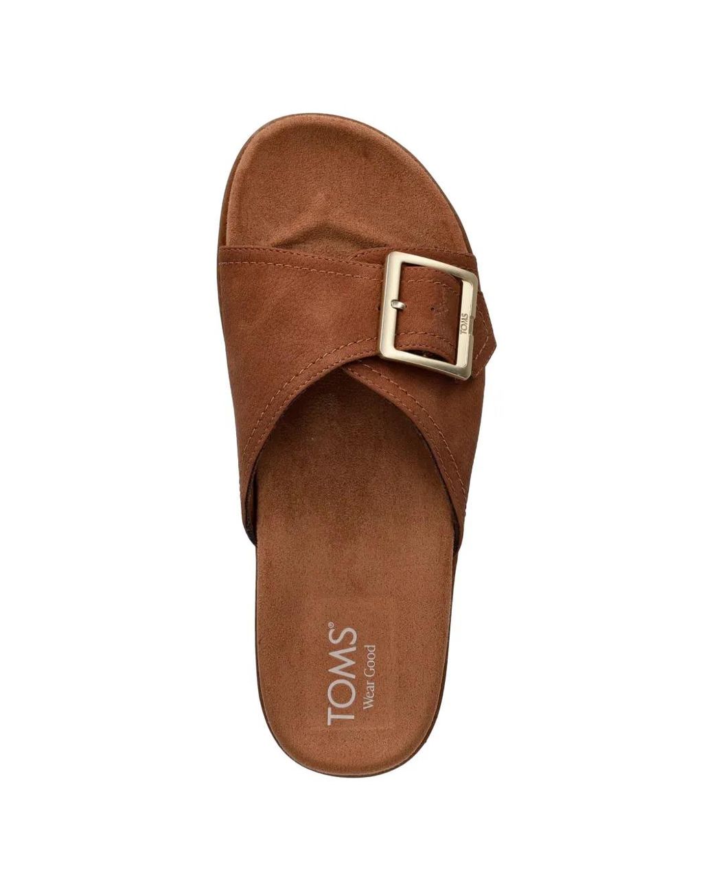 TOMS Brown Marin Buckle-Detail Slide Sandals