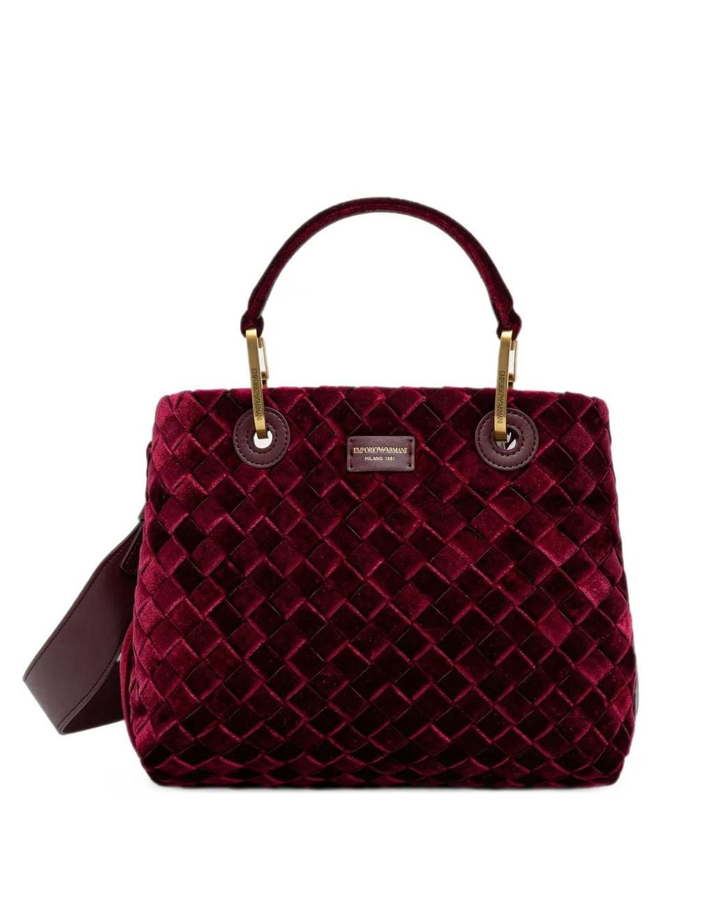 Emporio Armani Red Woven-Effect Tote Bag