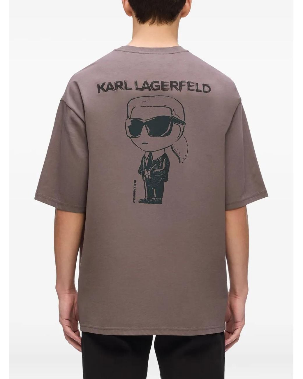 Karl Lagerfeld Gray Embroidered-Logo T-Shirt for men