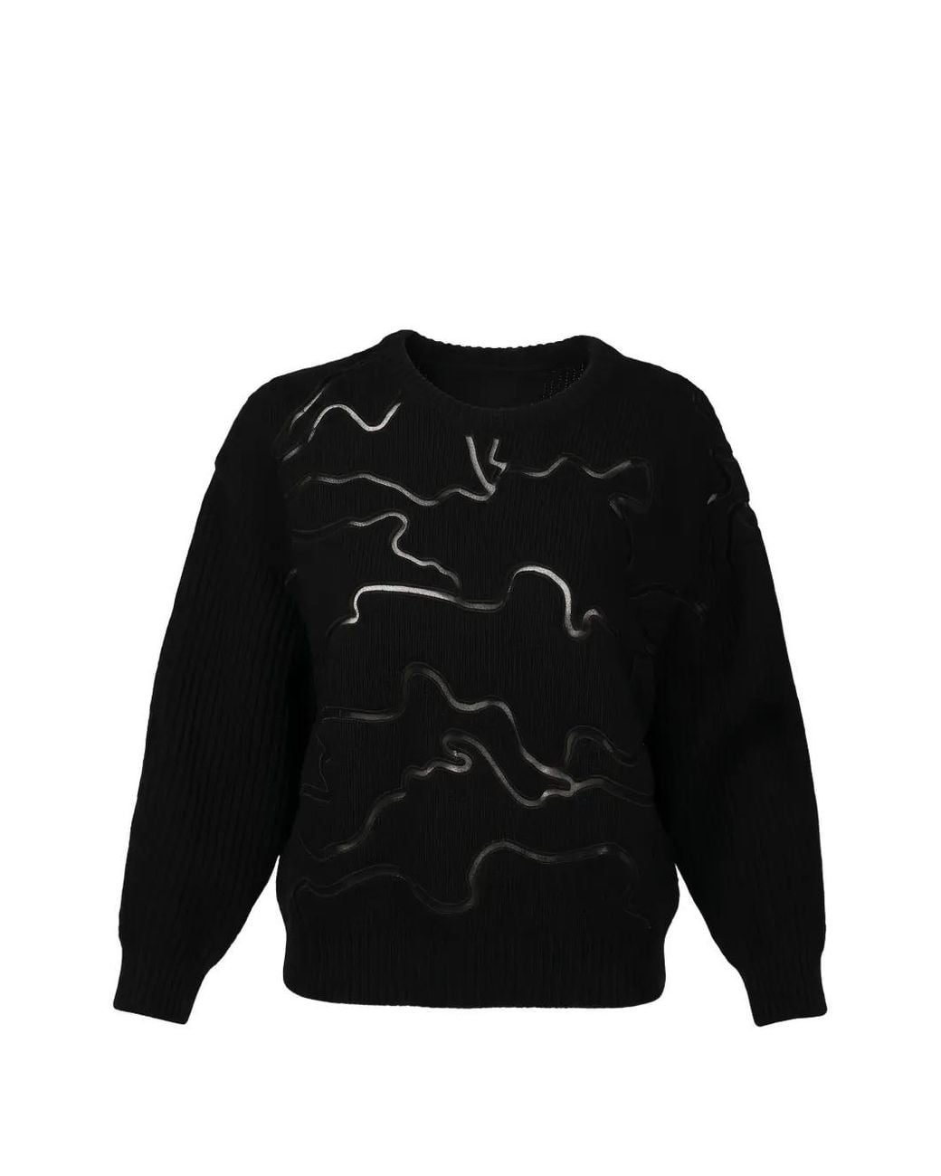 Valentino Garavani Black Graphic-Print Crewneck Wool Jumper for men