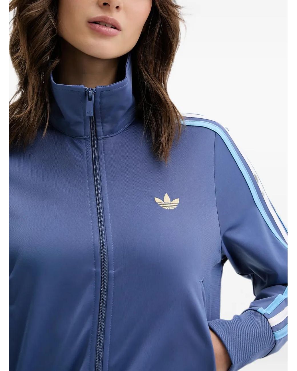 Adidas Blue Firebird Logo-Embroidered Striped Track Jacket