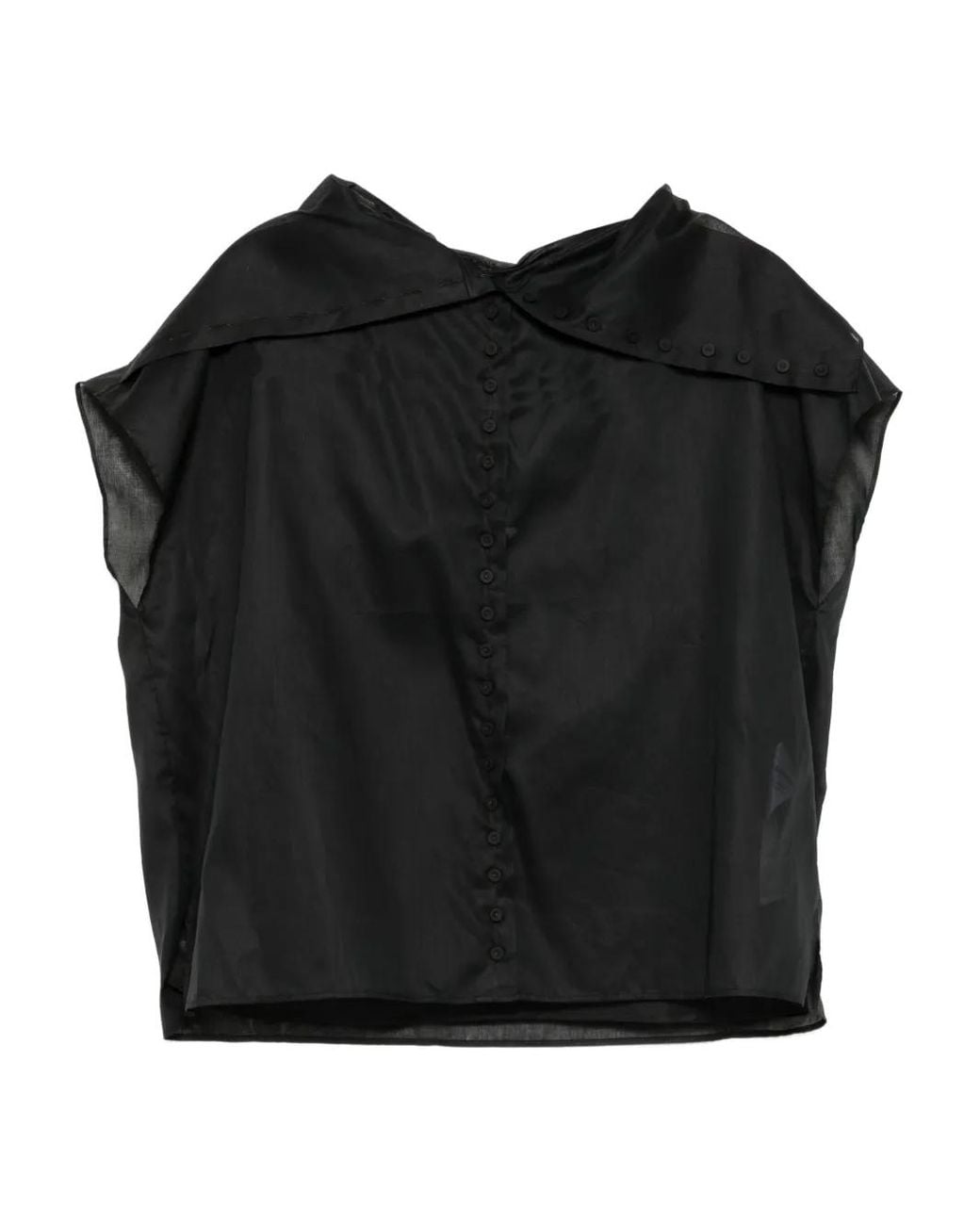 Jil Sander Black Cotton Caped Top