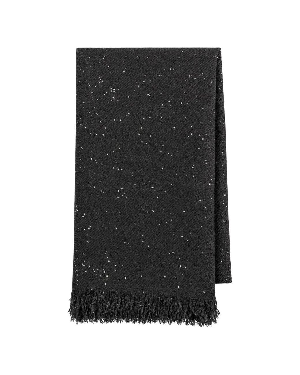 Tom Ford Black Sequin-Embellished Fringed Scarf