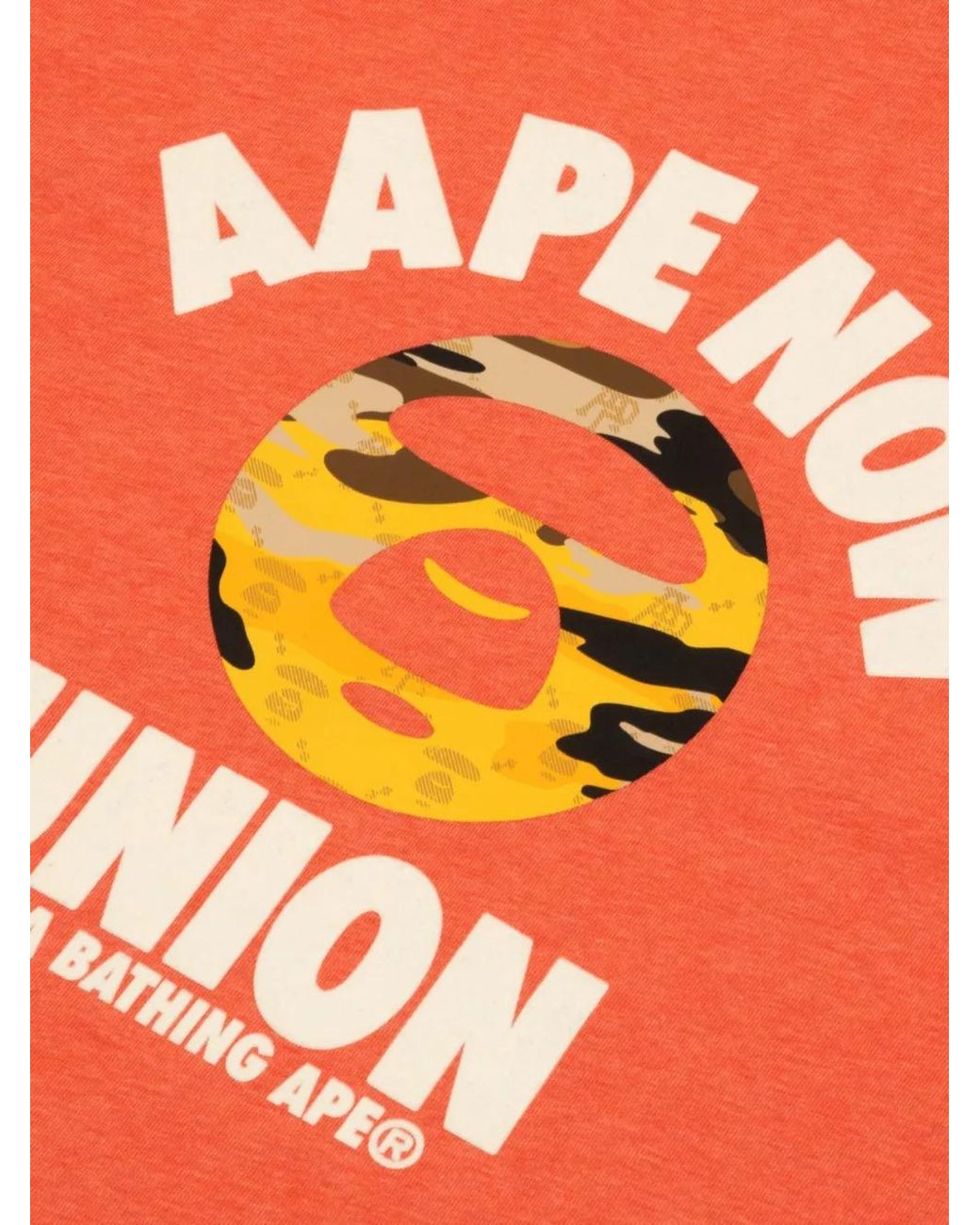 Aape By A Bathing Ape Orange Moonface Logo-Print Cotton T-Shirt for men
