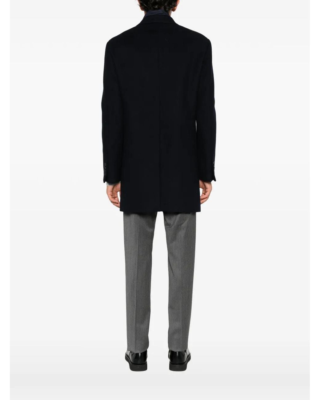 Manuel Ritz Blue Removable-Bib Notched-Lapel Coat for men