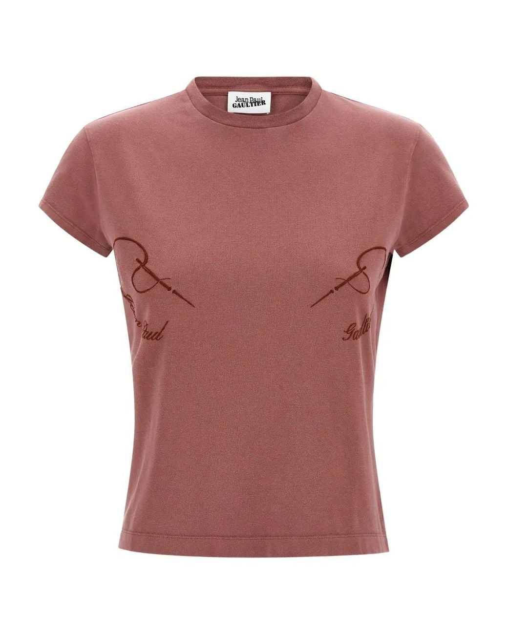 Jean Paul Gaultier Pink 'The Needles Embroidered' T-Shirt
