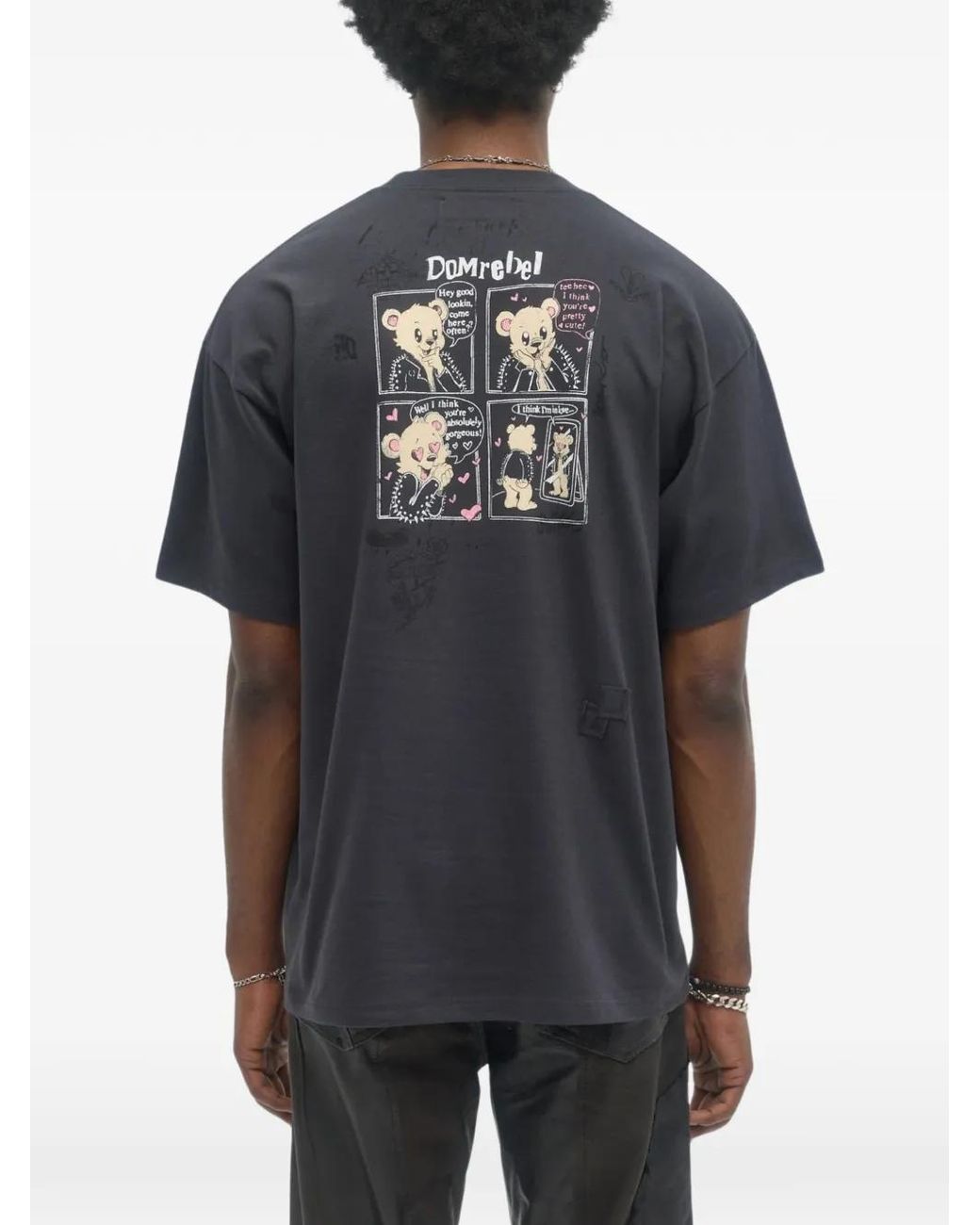 DOMREBEL Blue Moi Graphic T-Shirt for men