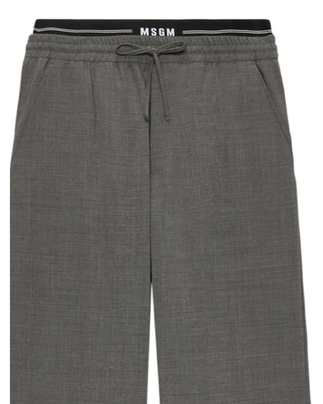 MSGM Gray Drawstring Track Pants for men