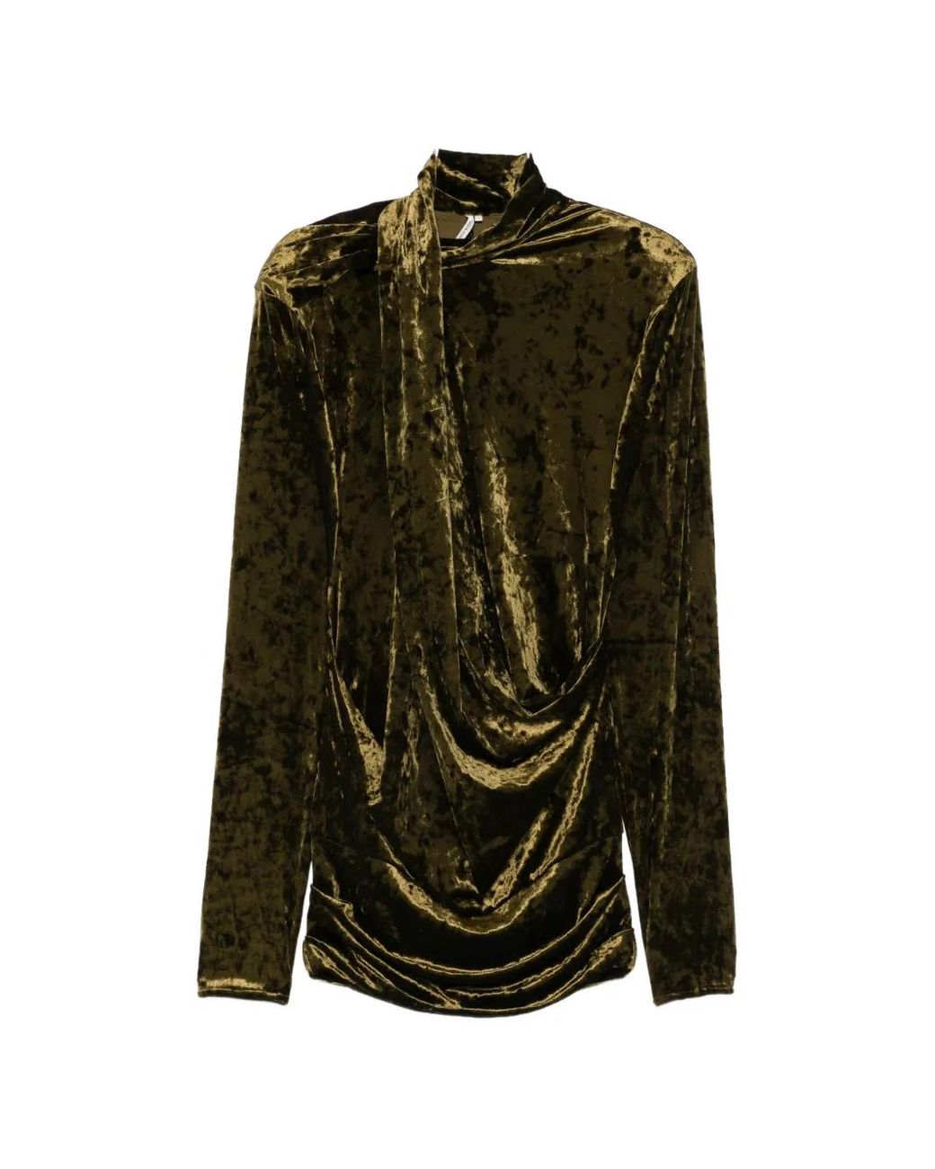 Entire studios Green Dalters Crushed-Velvet Draped Mini Dress