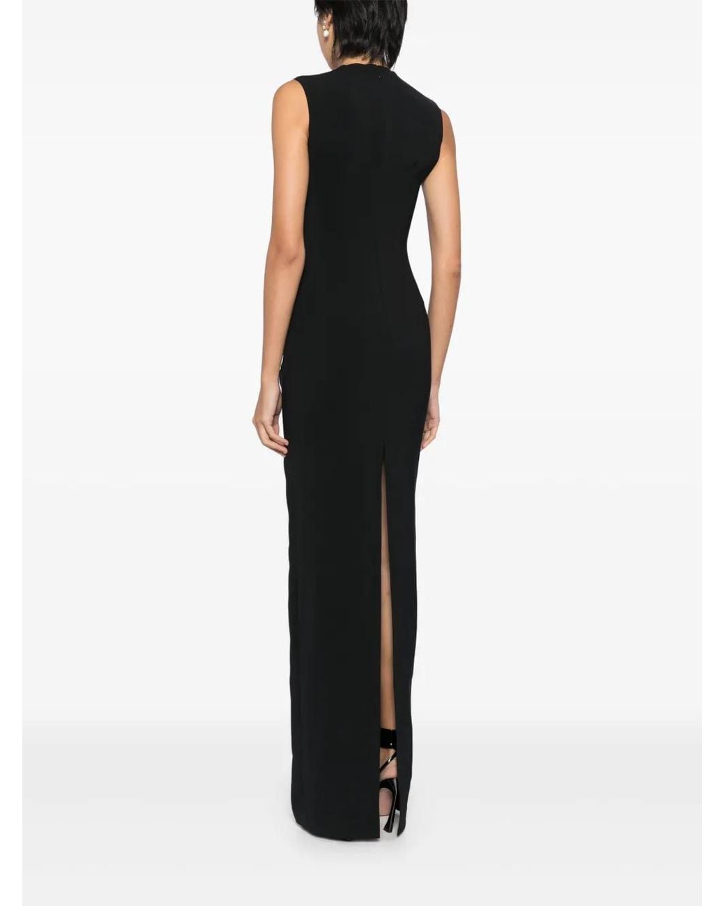 A.W.A.K.E. MODE Black Lip Appliqué Maxi Dress