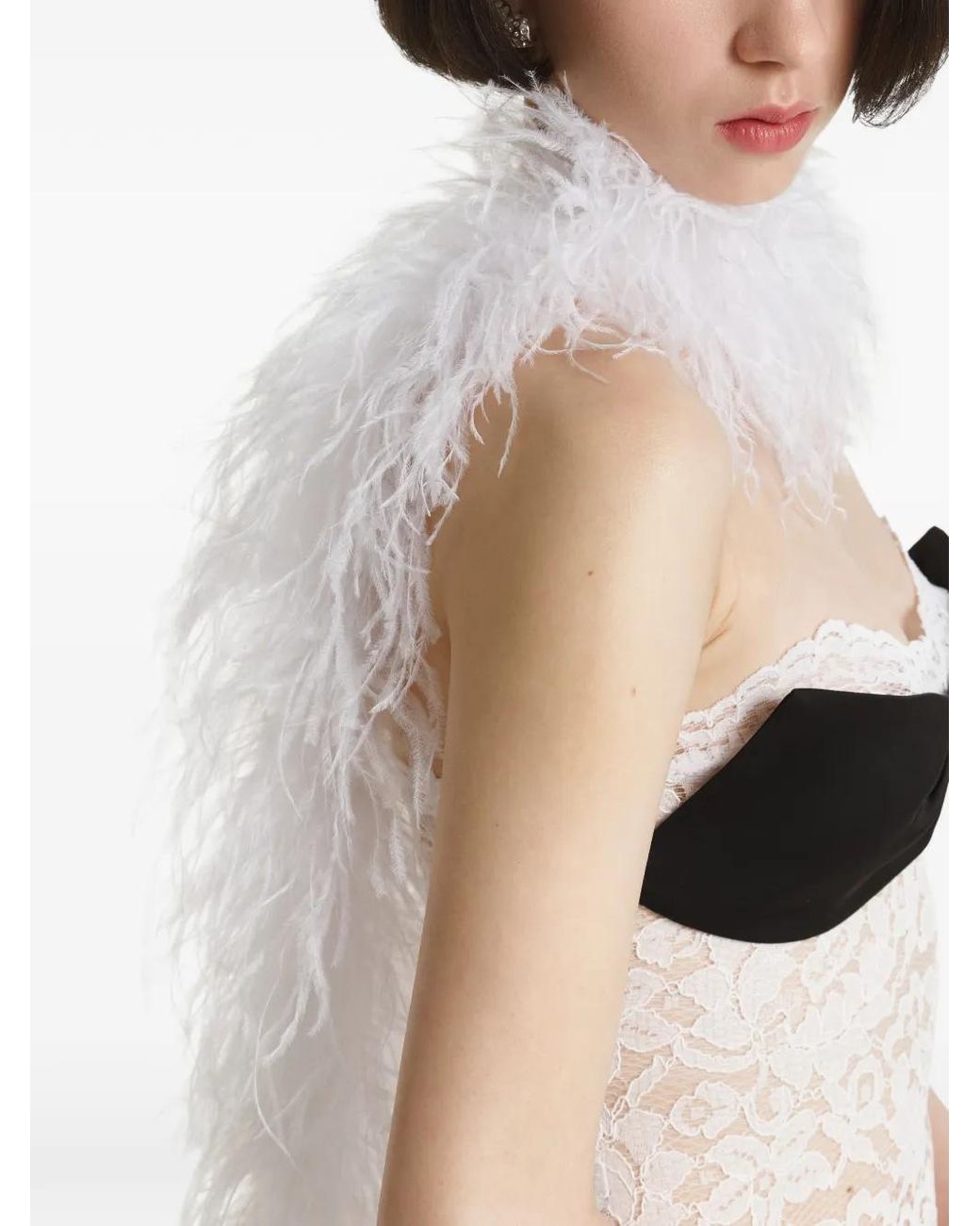 2310 STUDIO White Écharpe Bordée De Plumes