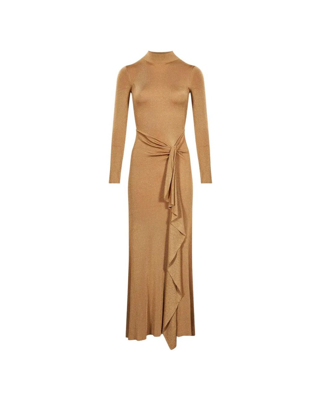Roland Mouret Natural Robe Longue Nouée À Volants