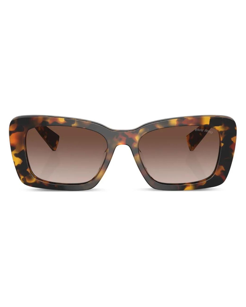 Miu Miu Brown Tortoiseshell-effect Square-frame Sunglasses