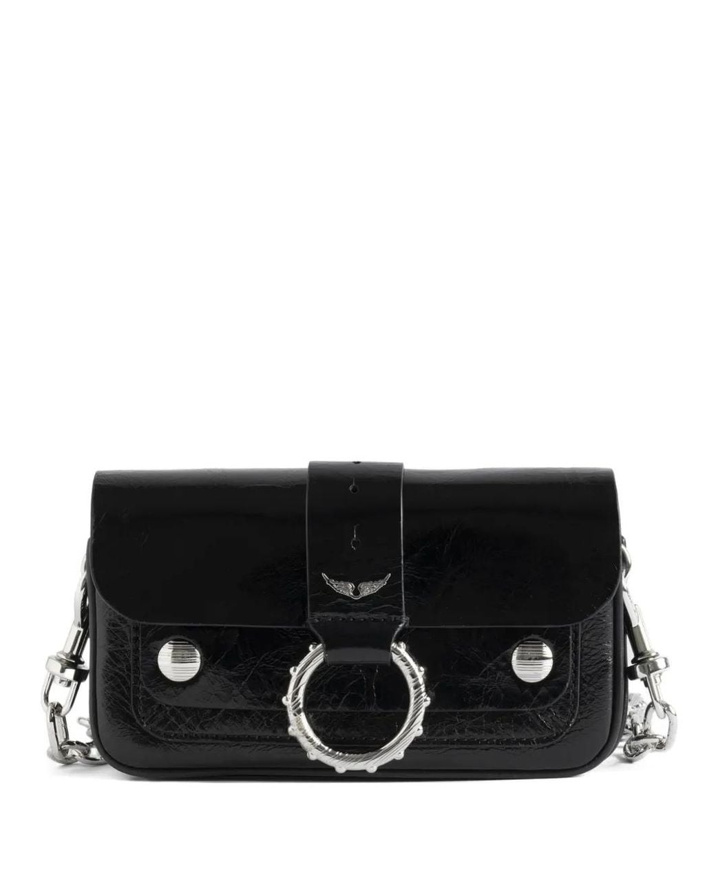 Zadig & Voltaire Black Mini Kate Ring-Detail Chain-Strap Bag