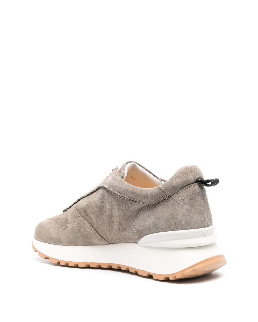 Doucal's White Lace-Up Suede Sneakers