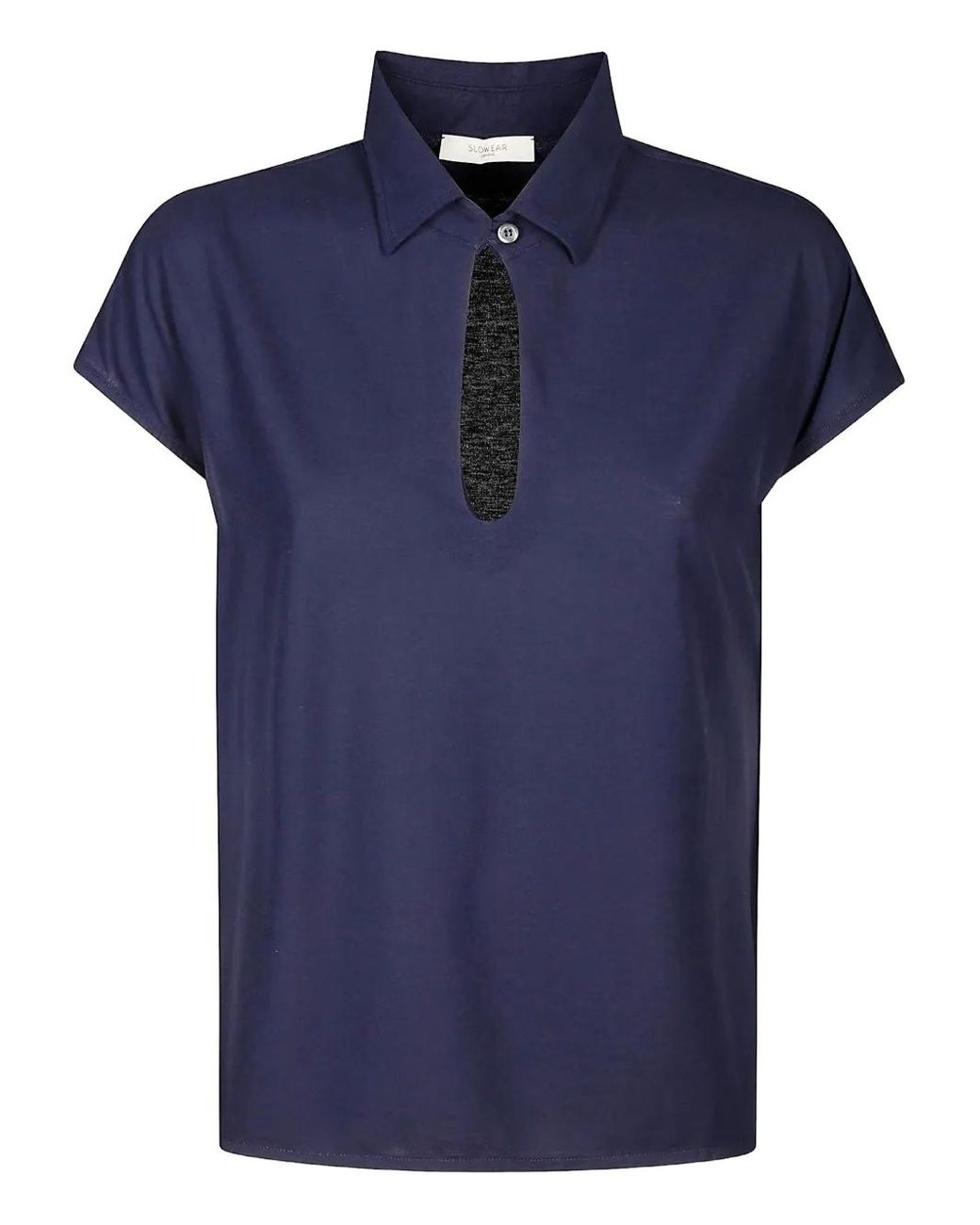 Zanone Blue Keyhole-Neckline Polo Shirt