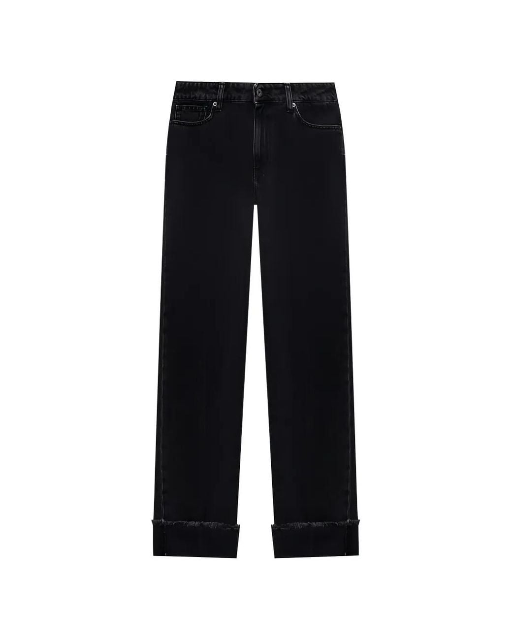 SOLOTRE Black Frayed-Hem Jeans