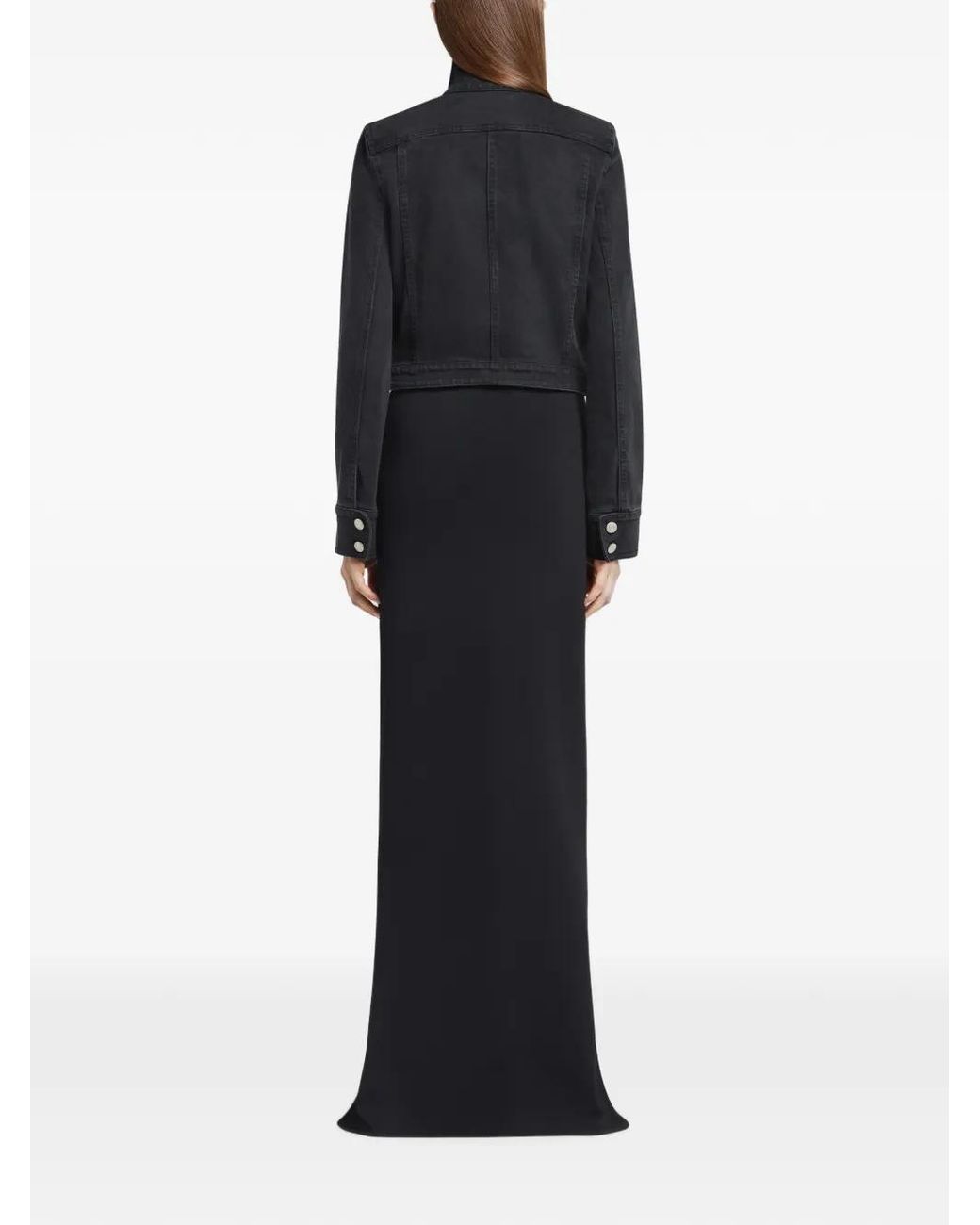 Courreges Black Cropped Jacket With High Collar And Metallic Buttons