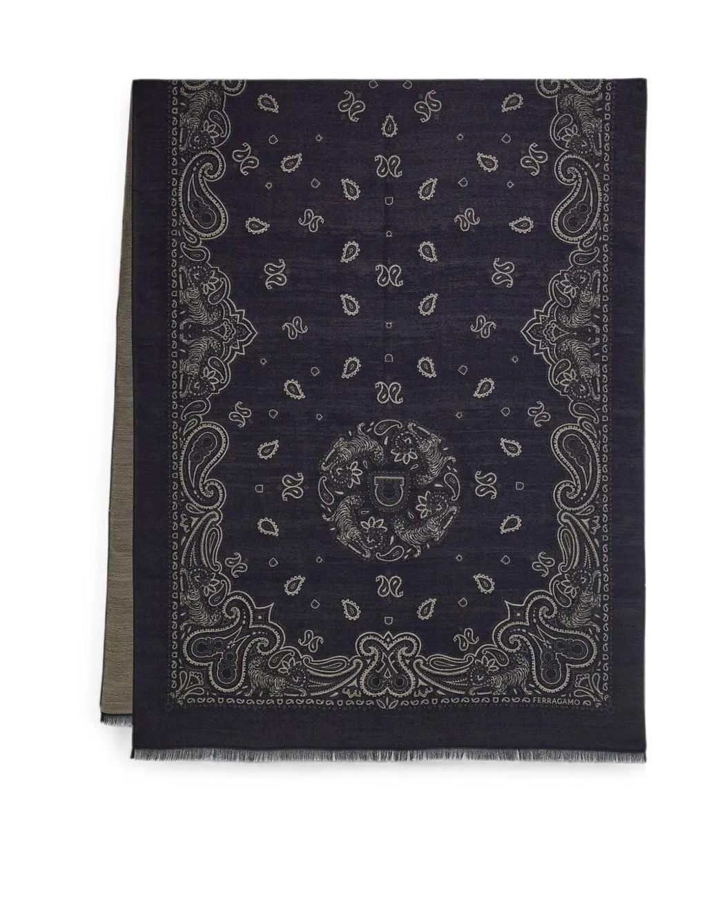 Ferragamo Black Arabesque Print Stole for men