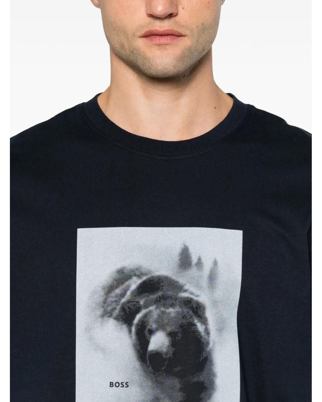 Boss Black Bear-Print T-Shirt for men