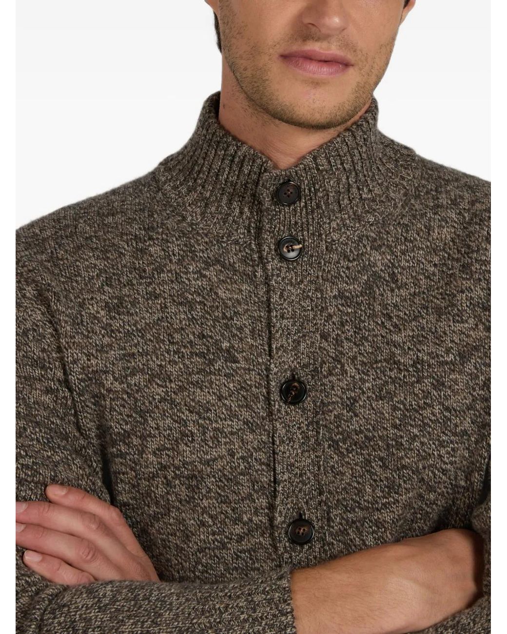 Zanone Brown Geelong Wool Cardigan for men