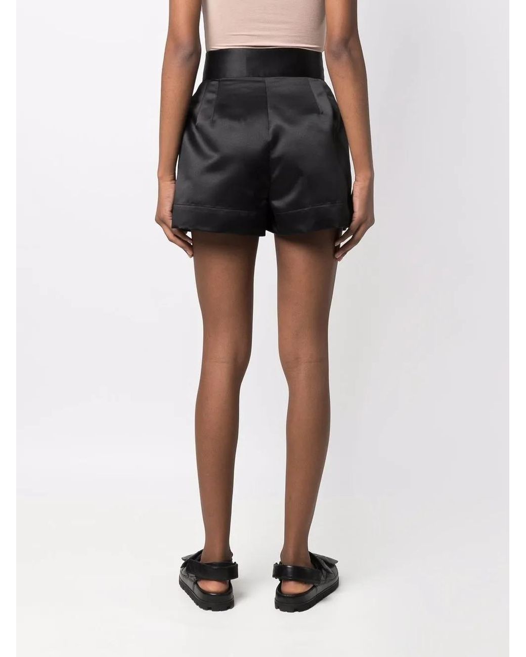 Styland Black High-Waisted Satin Shorts
