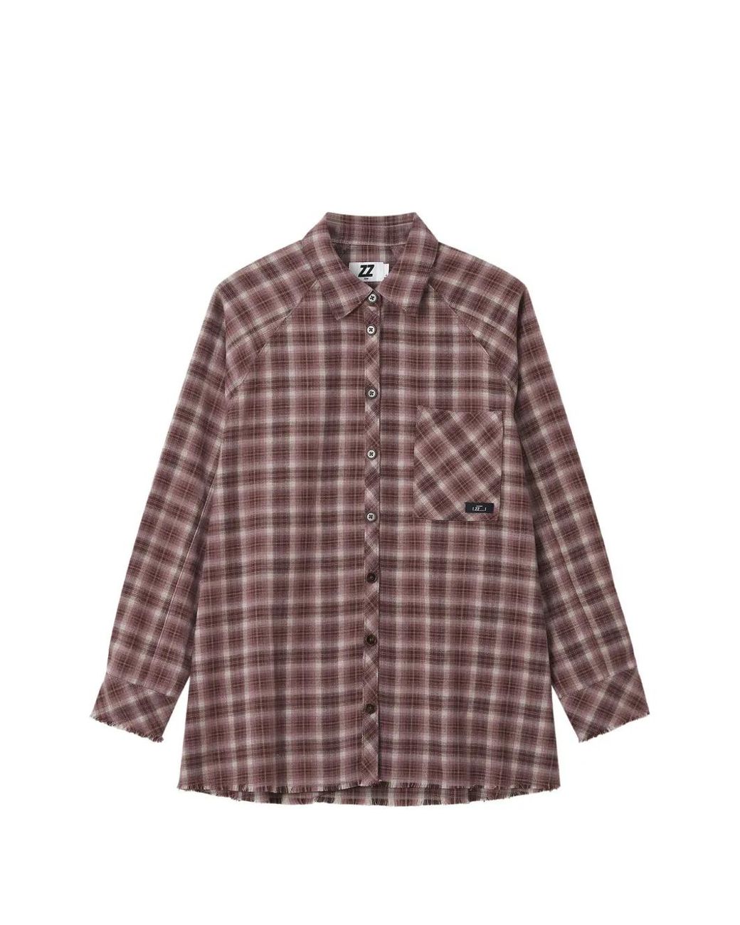 Izzue Pink Check Frayed-Edge Shirt