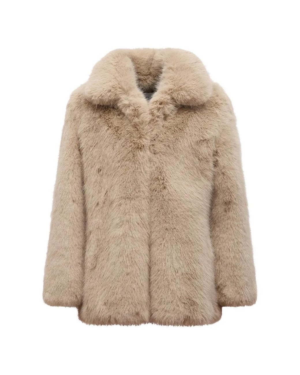GIUSEPPE DI MORABITO Natural Faux-Fur Notch-Lapel Coat
