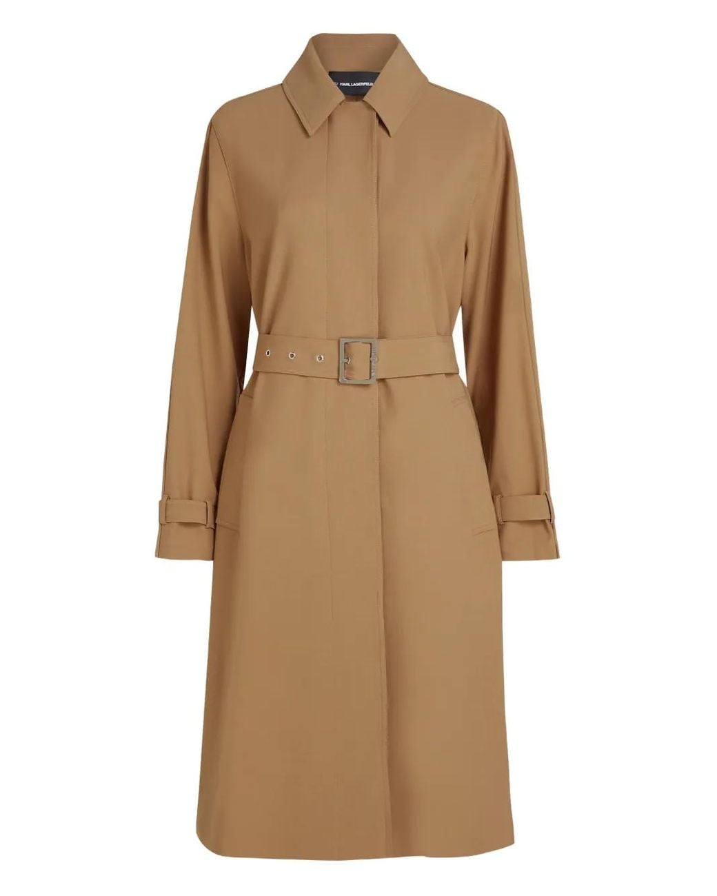 Karl Lagerfeld Natural Pleated Belted Trench Coat
